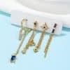 Women's Temperament Artistic Sense Chain Star Elements Zirconia Earrings Set