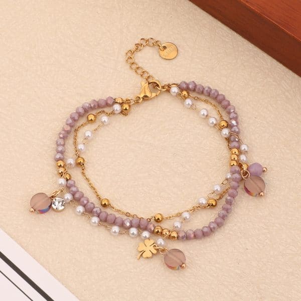 Titanium Steel Beaded Multi-layer Crystal Bracelet String