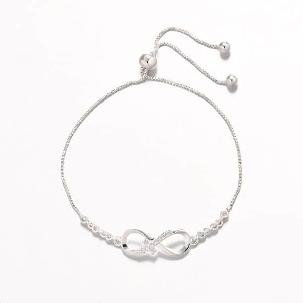 Diamond Studded Pull-out Bracelet With Infinite 8-shaped Design