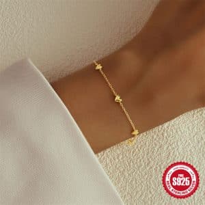 S925 Sterling Silver Minimalist INS Love Twin All-match Bracelet