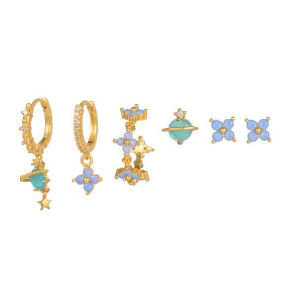 Earrings Set Korean Style Elegant Six Pieces Ornament Cute Sweet Girly Temperamental Gentle