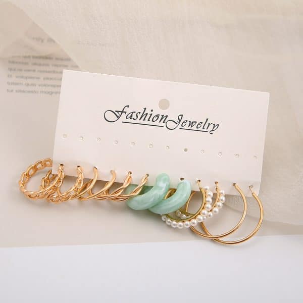 Acrylic C Type Earring Chain Earring Set