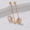 Korean Version Personality Thin Copper Micro Set Zircon Texture Long Tassel Love Ear Line Earrings