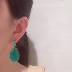 Green Water Drop Earrings Are Extravagant And Exaggerated