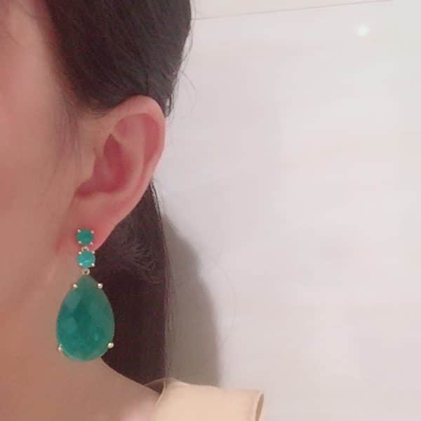 Green Water Drop Earrings Are Extravagant And Exaggerated