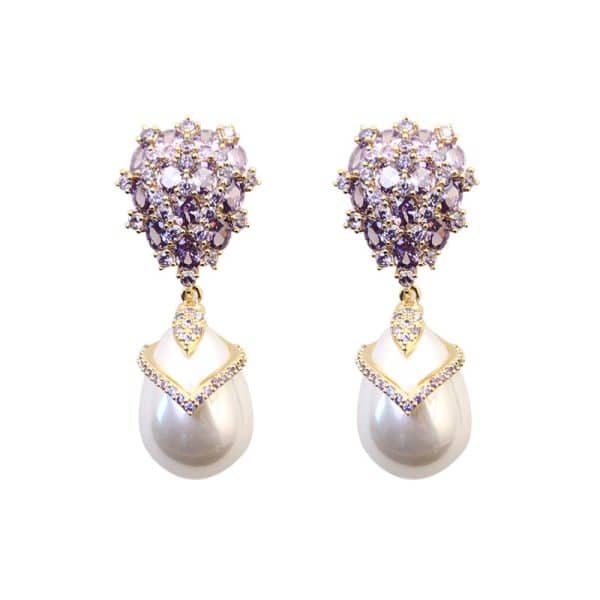 Women's Inlaid Drop-shaped Pearl Earrings