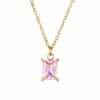 Gold Plating Simple Square Pendant Necklace For Women