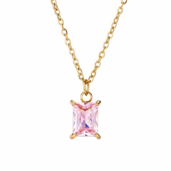 Gold Plating Simple Square Pendant Necklace For Women