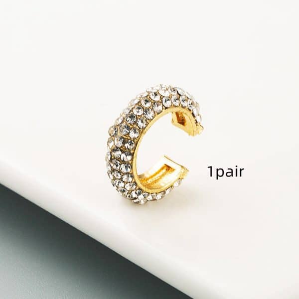 Fashion C Shape Earrings Alloy Set With Colorful Rhinestones