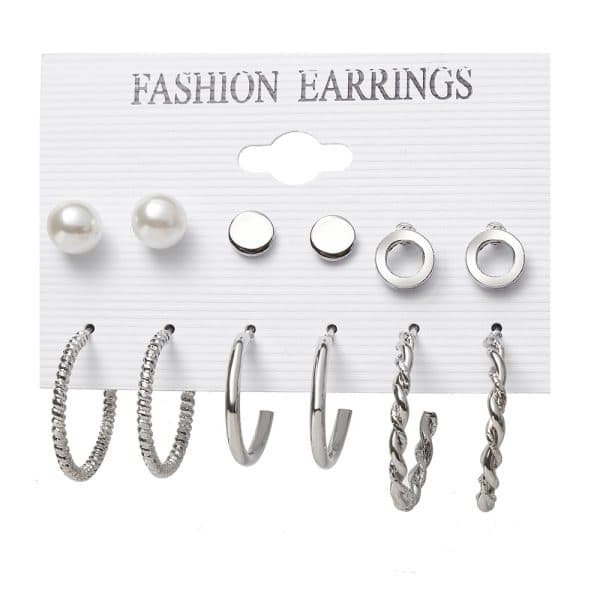 Women's Jewelry Fashion Personality Pearl Butterfly Ear Studs 5-Piece Set