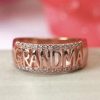 Three-row Combination Geometric Round Four-claw Inlaid Ring