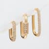 Micro Inlaid Zircon Ear Clip Geometric Three-piece Set