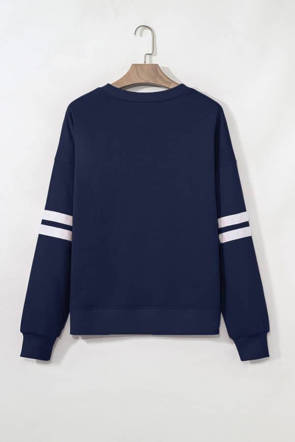 Fiery Red Varsity Striped Detail Drop Shoulder Oversized Sweatshirt