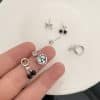 Women's Black Cherry Bow Earrings Set