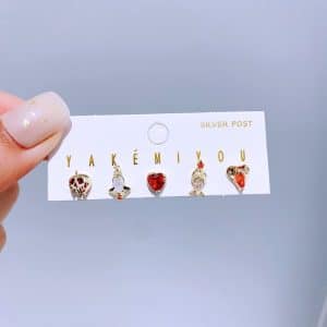 Zircon Earrings 5-piece Set