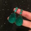 Green Water Drop Earrings Are Extravagant And Exaggerated