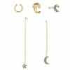 Star And Moon Rhinestone Tassel Earring Set 5 Piece Set