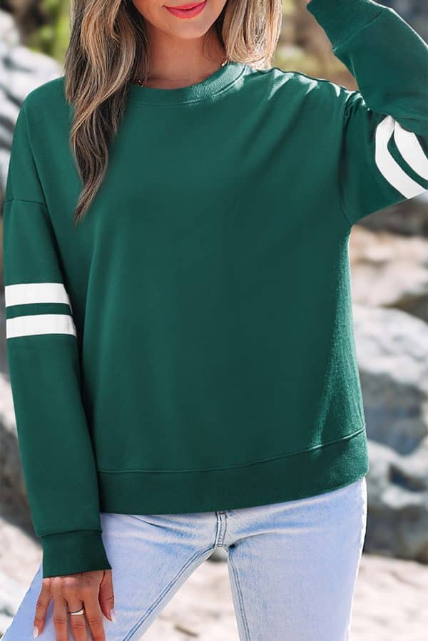 Fiery Red Varsity Striped Detail Drop Shoulder Oversized Sweatshirt