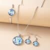 Vintage Blue Hummingbird Jewelry Set Handmade Animal Picture Glass Necklace Bracelet Earrings For Women