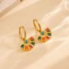 Oil Dripping Color Fan-shaped Circle Stitching Female Fashion Personality Retro Dual-wear Earrings