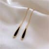 Women's Elegant Tassel Black Drop Earrings