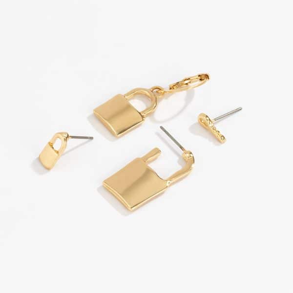 Hollow Key Lock Set Earrings Women's Personalized Small Business Pendant Earrings