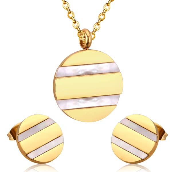 Necklace Earrings Set Ladies Stainless Steel Set