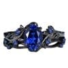 Couple Rings Gun Black Inlaid Navy Blue Rhinestone Ring Ins Ornament Female