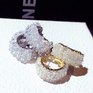 New Fashion Silver Needle Earrings Super Set With Rhinestones