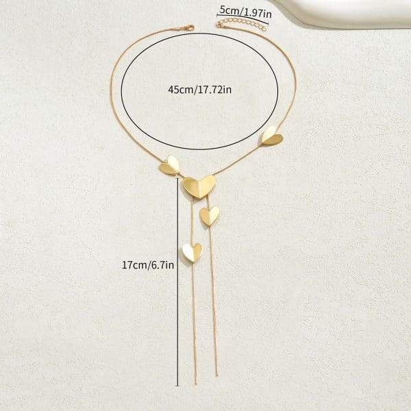 Geometric Heart Shape Multi-layer Design Pendant Clavicle Chain All-match