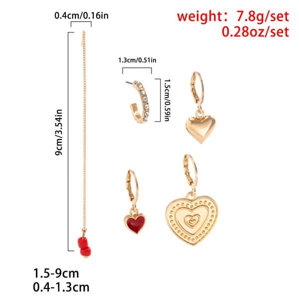 Fashion Drop Nectarine Heart Metal Set Earrings