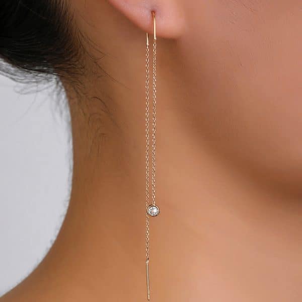 Gold Long Fringed Star Copper Circle Micro-set Zircon Earrings