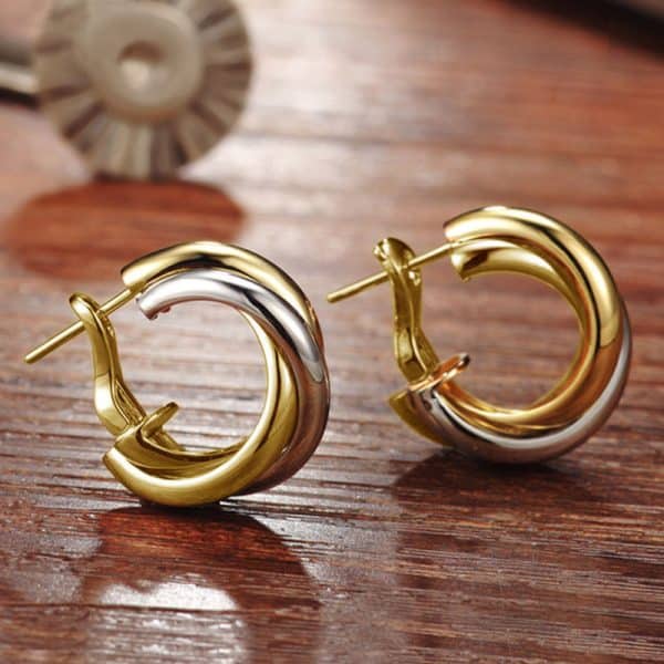 925 Silver Mosquito Coil Circle Retro Hong Kong Style Two-color Earrings