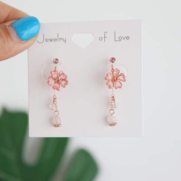 Cherry Blossom Festival Enamel Oil Drop Ear Clips