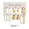 6 Pairs Simple C- Type Metal Twist Earrings Set