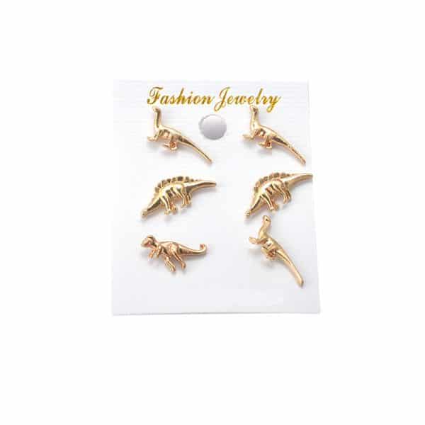 Small Animal Dinosaur Three Pairs Of Earrings And Earrings Set