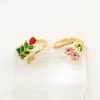 Affordable Luxury Fashion Copper-plated Gold Zircon Leaf Geometric Open Ring For Women
