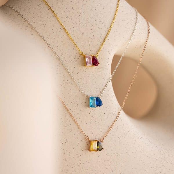 Women's All-match Twelve Birthstone Pendant Stainless Steel Necklace