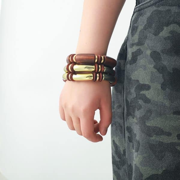 European And American Exaggerated Famous Brand Multi-layer Wooden Necklace, Bracelet Set