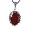 Simple Retro Style Cut Face Red Corundum Women's Pendant