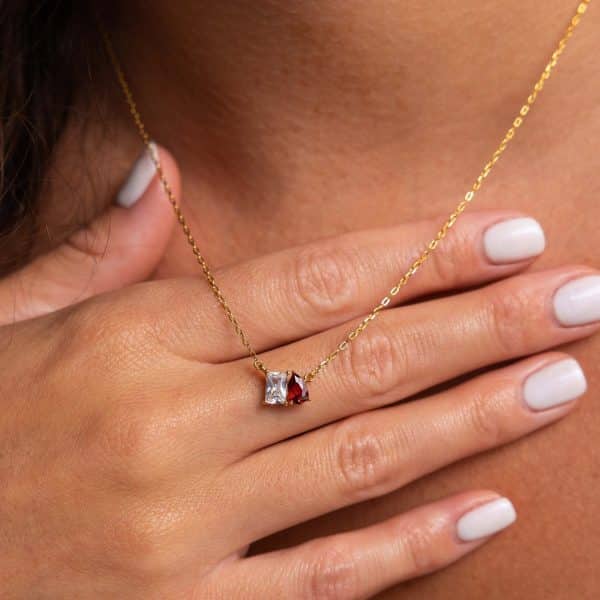Women's All-match Twelve Birthstone Pendant Stainless Steel Necklace