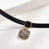 Alloy Black & Rhimestone Square Short Necklace