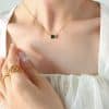 Women's Gold-plated Inlaid Lvzuan Pendant Necklace