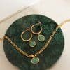 French Natural Green Aventurine Pendant Earrings