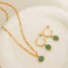 French Natural Green Aventurine Pendant Earrings