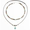 Coconut Shell Turquoise Leather Wax Line Necklace