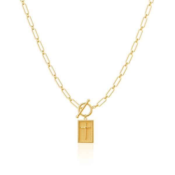 Clip Necklace Stainless Steel Cross Square Pendant Necklace