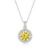 S925 Silver Luxury Round Cake Pendant Yellow Simulation Moissanite Necklace
