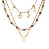 Stainless Steel Freshwater Pearl Tiger Eye Stone Pendant Bead Necklace