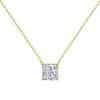 925 Silver Luxury Enclosure 4 Karat Ledean Square White Diamond Clavicle Necklace